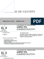 Informe de Gestión: Periodo Del 01 Al 28 de Febrero de 2023