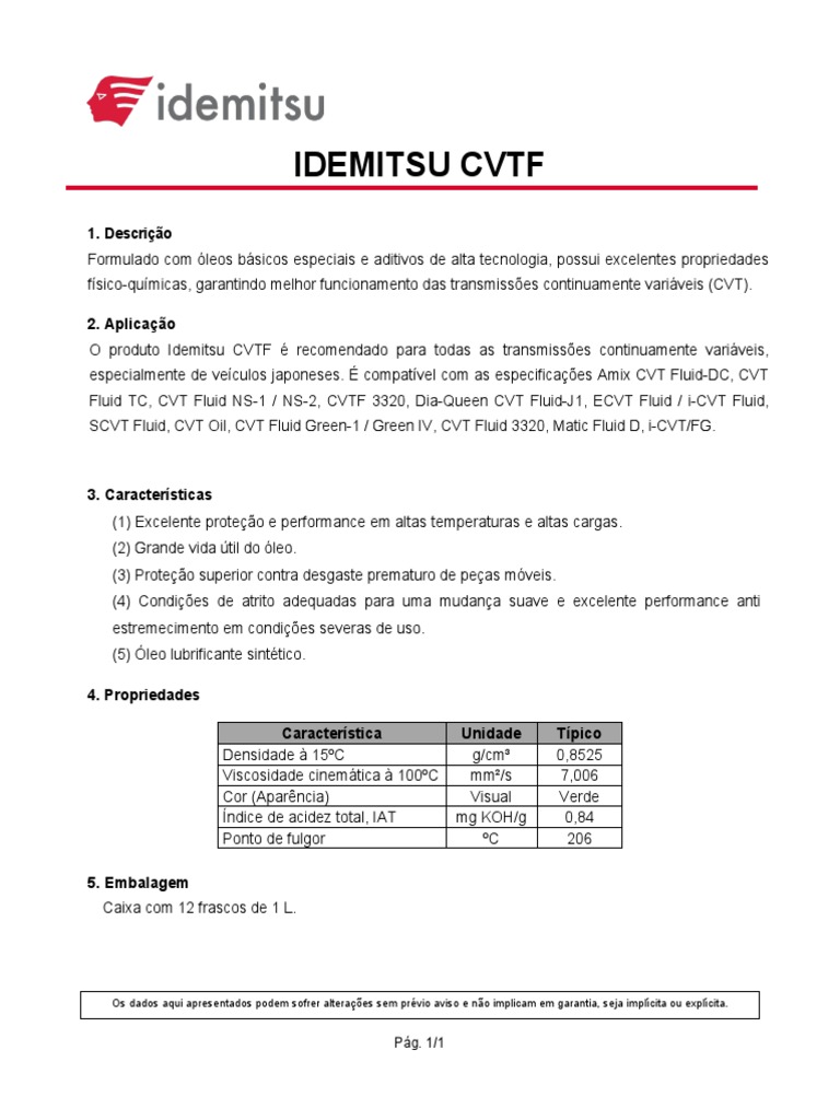 Idemitsu CVTF (PT) - 2yMOt8hhQ0S86ZUt4gWi | PDF