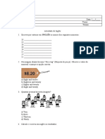 Atividade de Inglês com numerais e cores