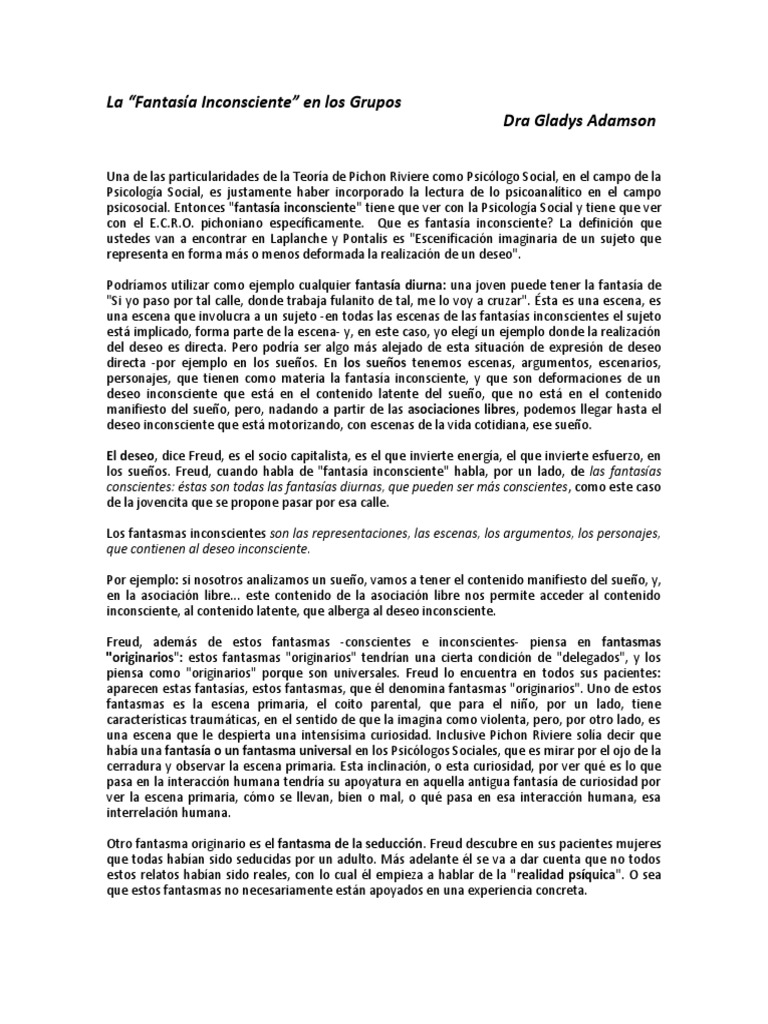 Fantasía Inconsciente en Psicología Social | PDF | Mente inconsciente ...