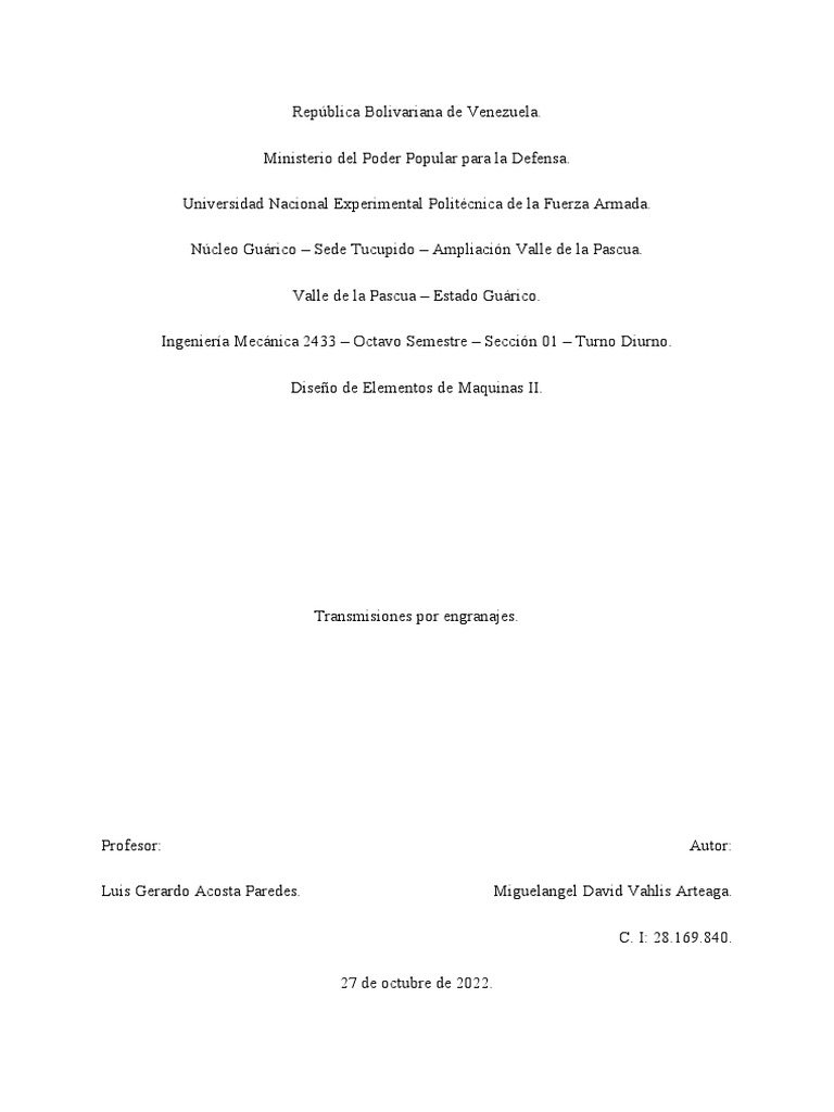 Transmisiones Por Engranajes PDF Engranaje Fatiga (material)