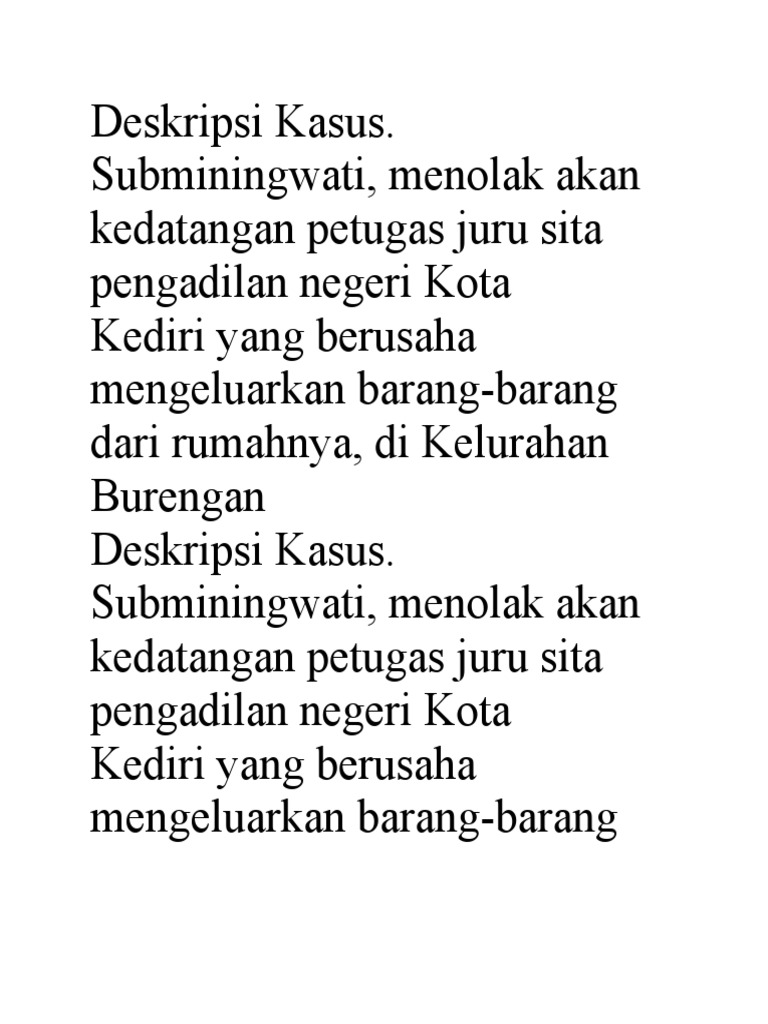 Contoh Kasus Hukum Perdata Dan Analisanya PDF