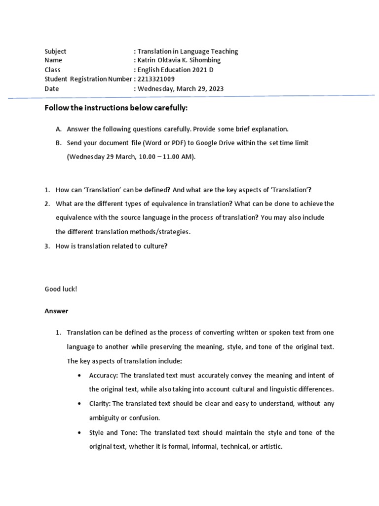Translation in Language Teaching | PDF | Translations | Linguistics