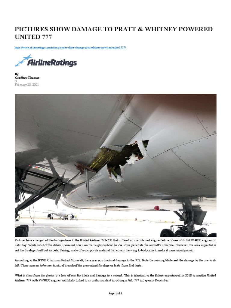 FAN BLADE DAMAGE TO PRATT & WHITNEY POWERED UNITED 777 PDF Airfoil