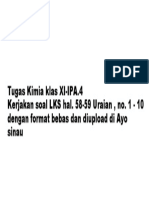 Tugas Kimia Klas XI-IPA.4 Kerjakan Soal LKS Hal. 58-59 Uraian, No. 1 - 10 Dengan Format Bebas Dan Diupload Di Ayo Sinau