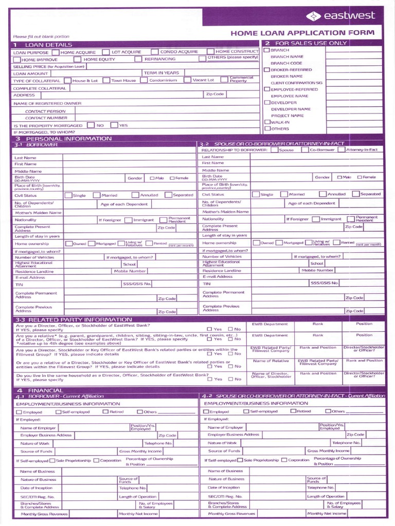 Home Loan Application Form | PDF | Loans | Banks
