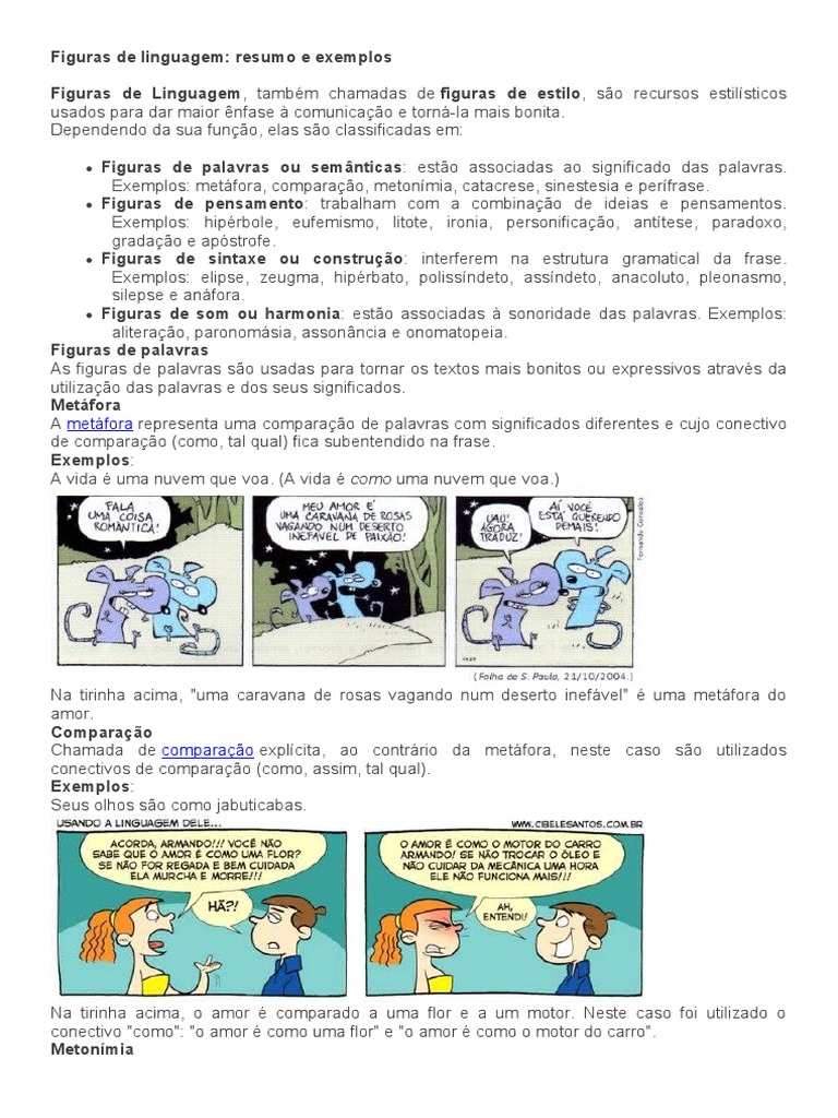 Figuras de linguagem: um guia completo de definições e exemplos | PDF ...