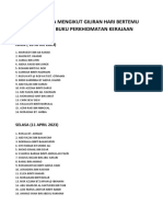 Senarai Nama Mengikut Giliran Hari Bertemu Pelanggan Buku Perkhidmatan