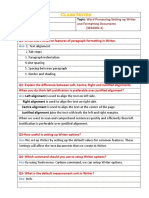 Class Notes: IX Word Processing-Setting Up Writer and Formatting Documents (SESSION-2) IT