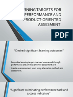 Learning Targets For Performance and Product-Oriented Assesment