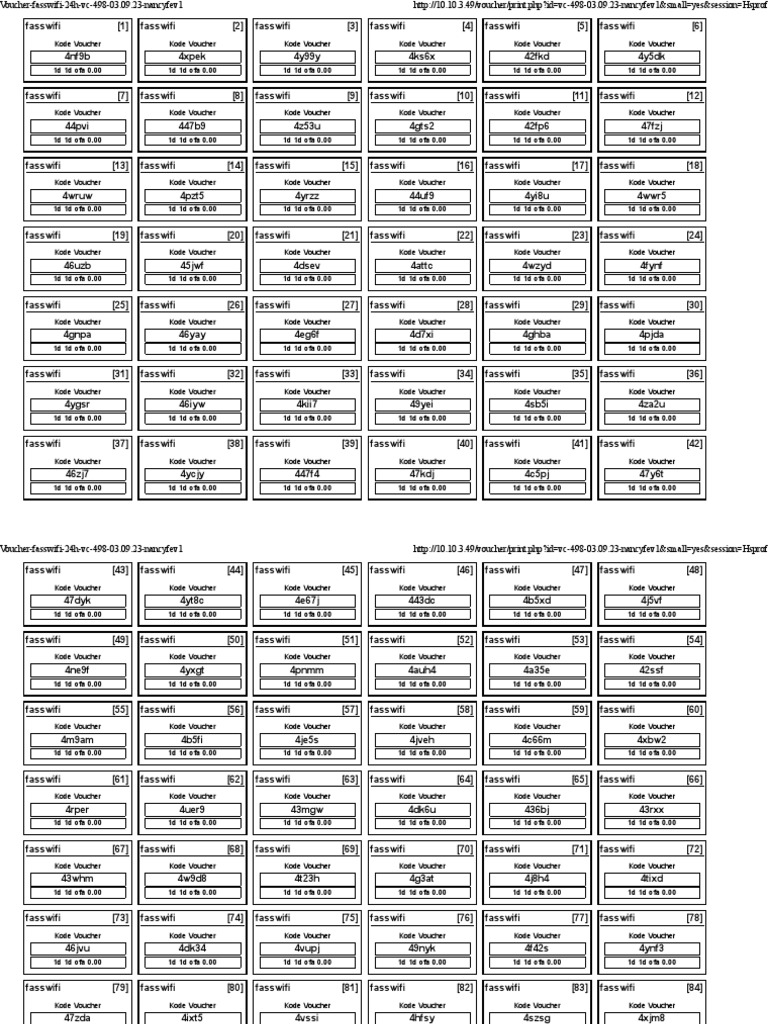Fasswifi Voucher Codes List | PDF