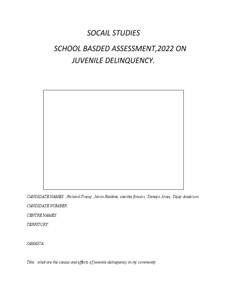 Socail Studies Sba PDF Juvenile Delinquency Questionnaire