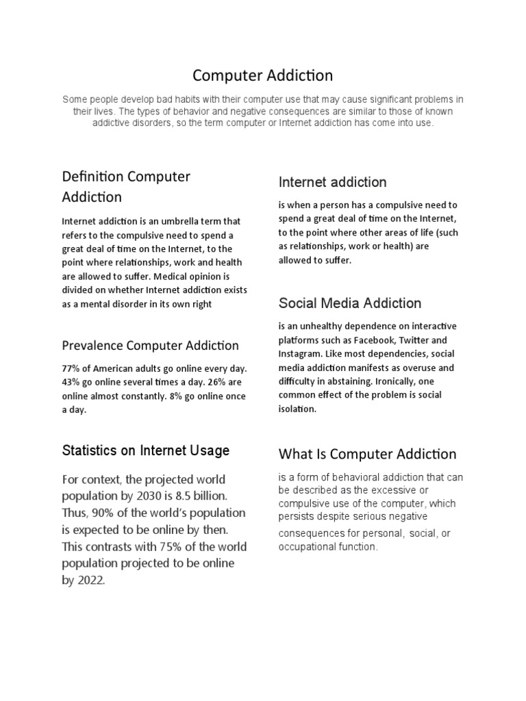 Computer Addiction | PDF | Psychological Concepts | Communication