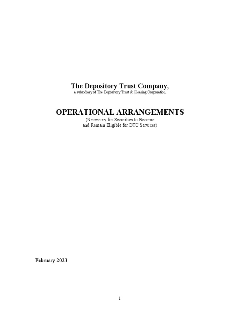 Operational Arrangements PDF Securities (Finance) Securities Act