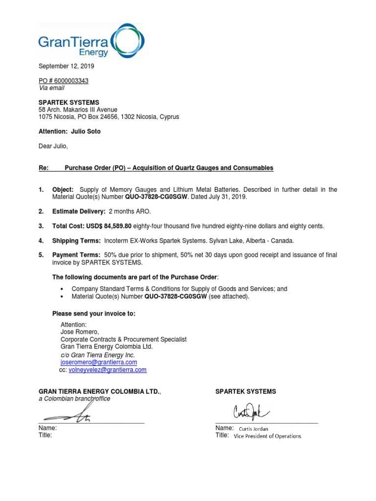 Spartek PO6000003343quartz Gauges and Consumables Fully Signed