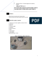 Practica 3 Determinación Del Equivalente Mecanico Del Calor Por Un Método Eléctrico