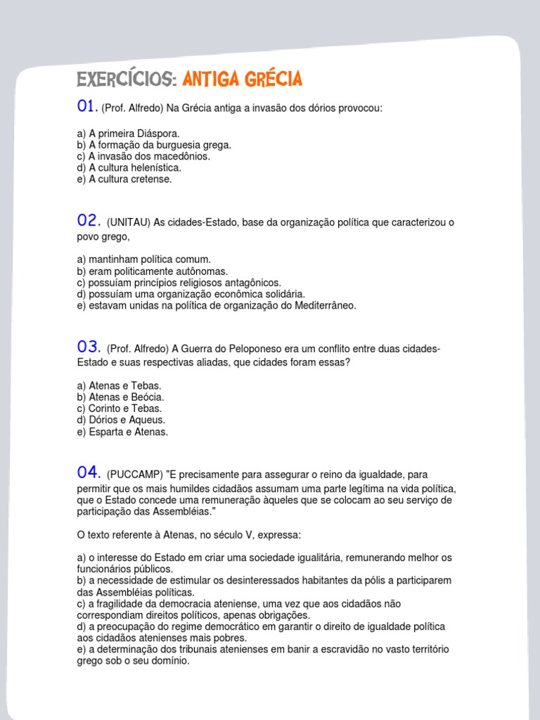 Historia26 Perguntas Greciaantiga | Download grátis PDF | Grécia Antiga ...