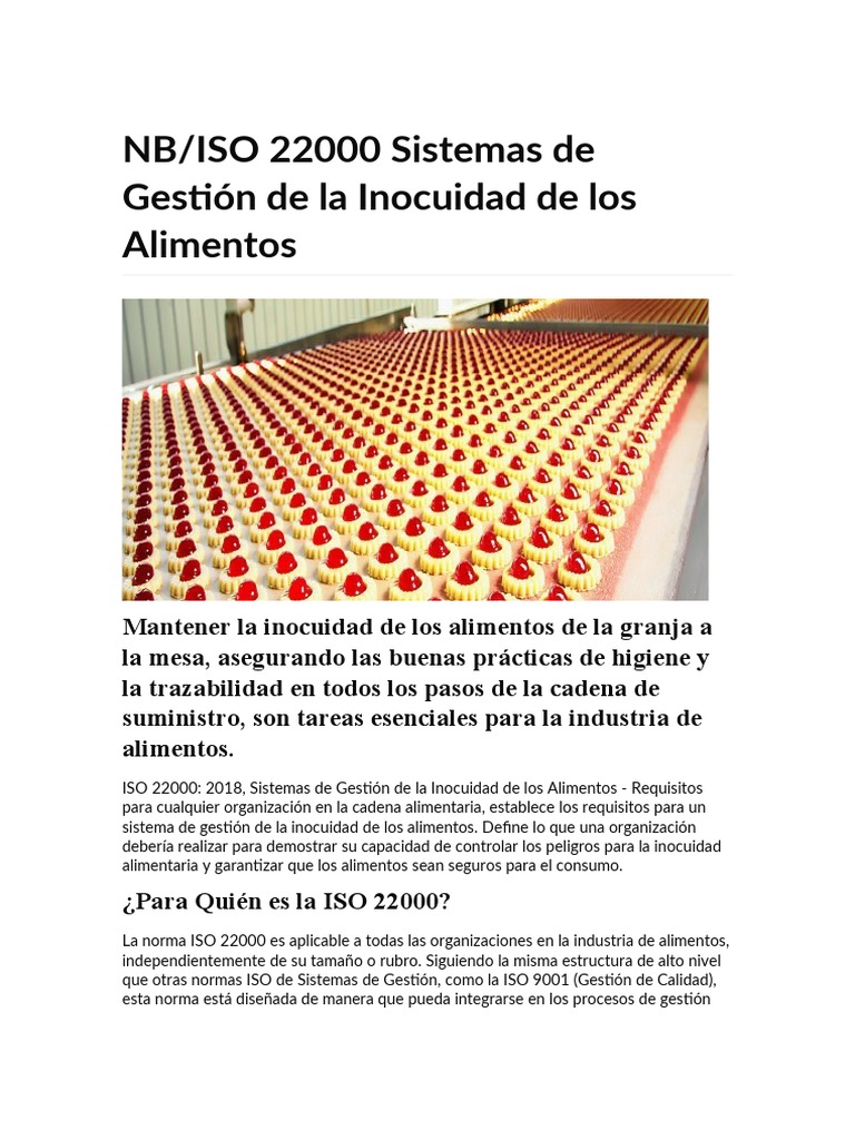 ISO 22000: Gestión de Inocuidad Alimentaria | PDF | Seguridad ...