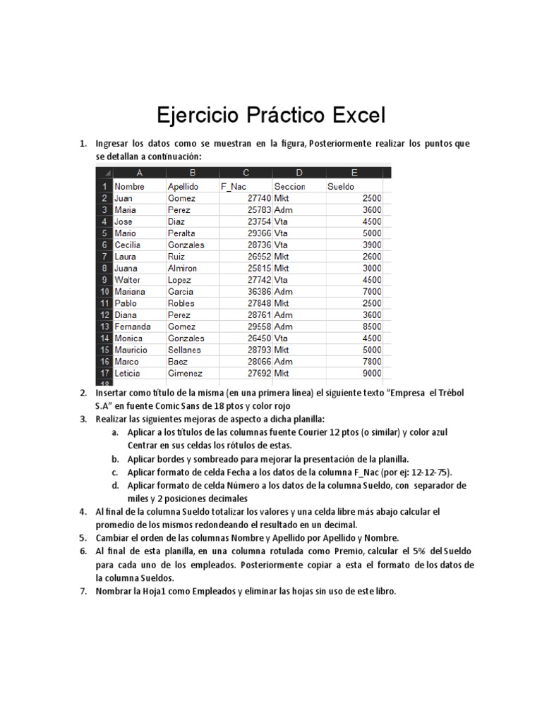 Ejercicio Práctico de Excel Básico | PDF
