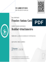 Francisco Santana Garcia Realidad Virtual Inmersiva: Certificado de Estudios