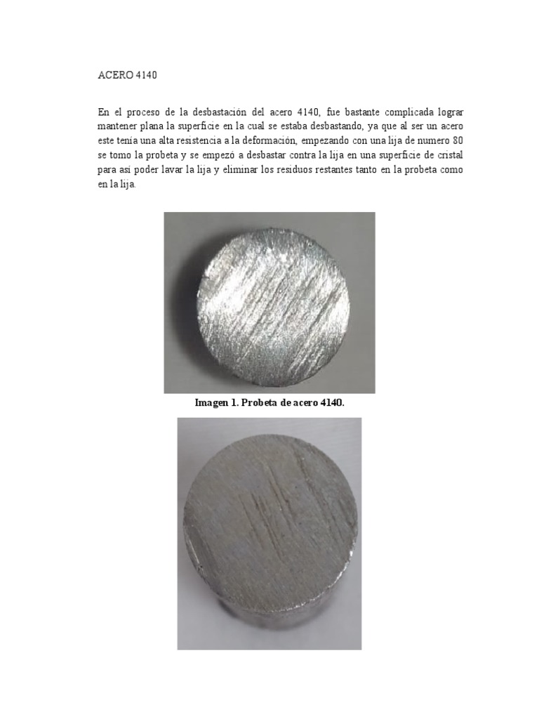Imagen 1. Probeta de Acero 4140 | PDF