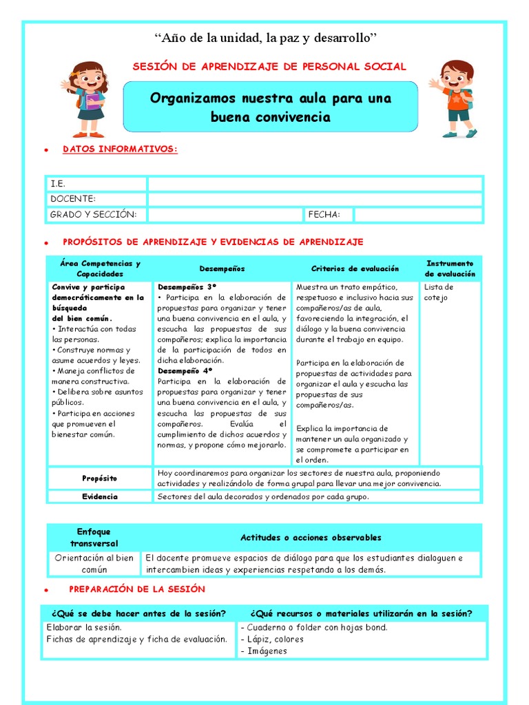 Organización del Aula para Convivencia | PDF | Salón de clases | Evaluación