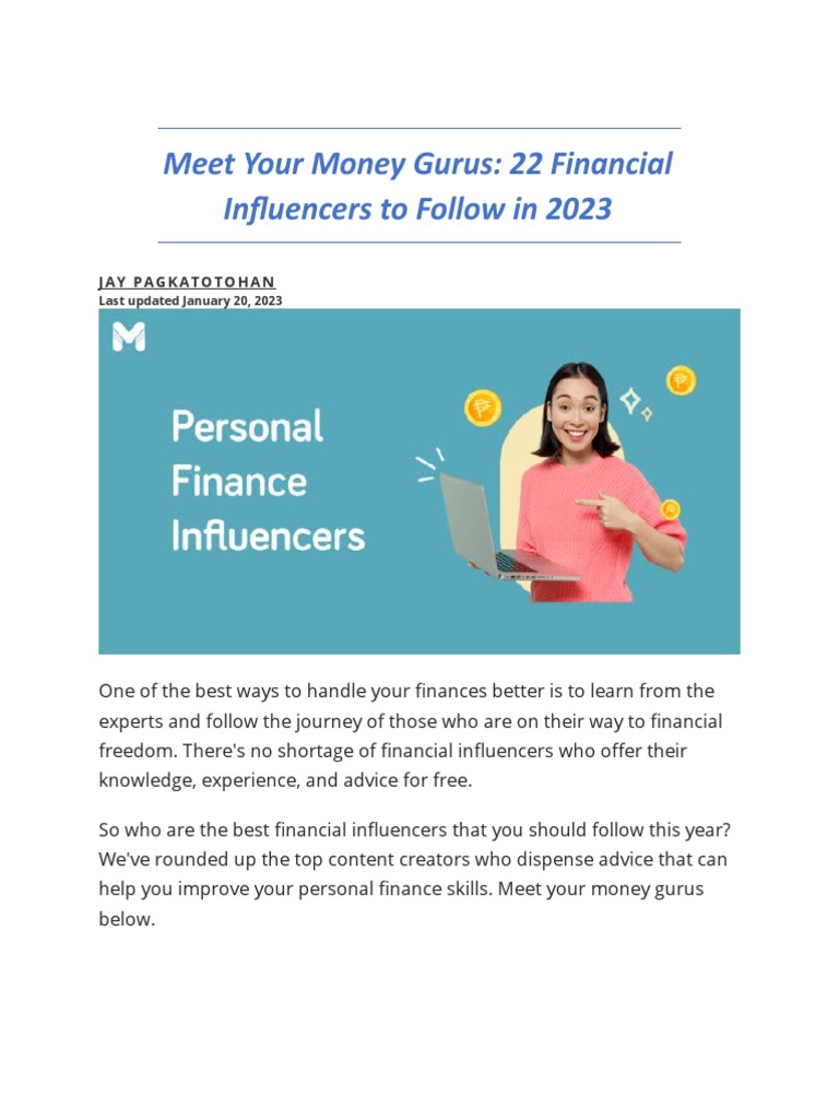 Meet Your Money Gurus PDF Blog Personal Finance