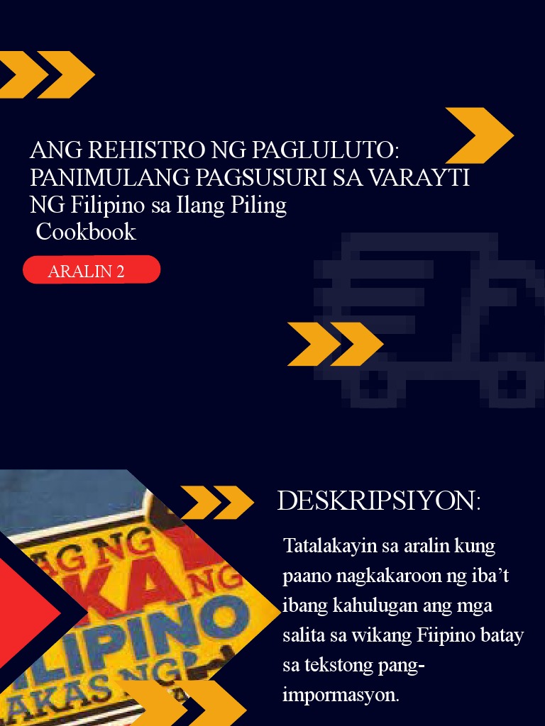Ang Rehistro NG Pagluluto: Panimulang Pagsusuri Sa Varayti NG Filipino ...