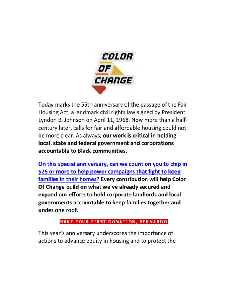 ColorOfChange - 55 Years Later and Housing Discrimination and ...