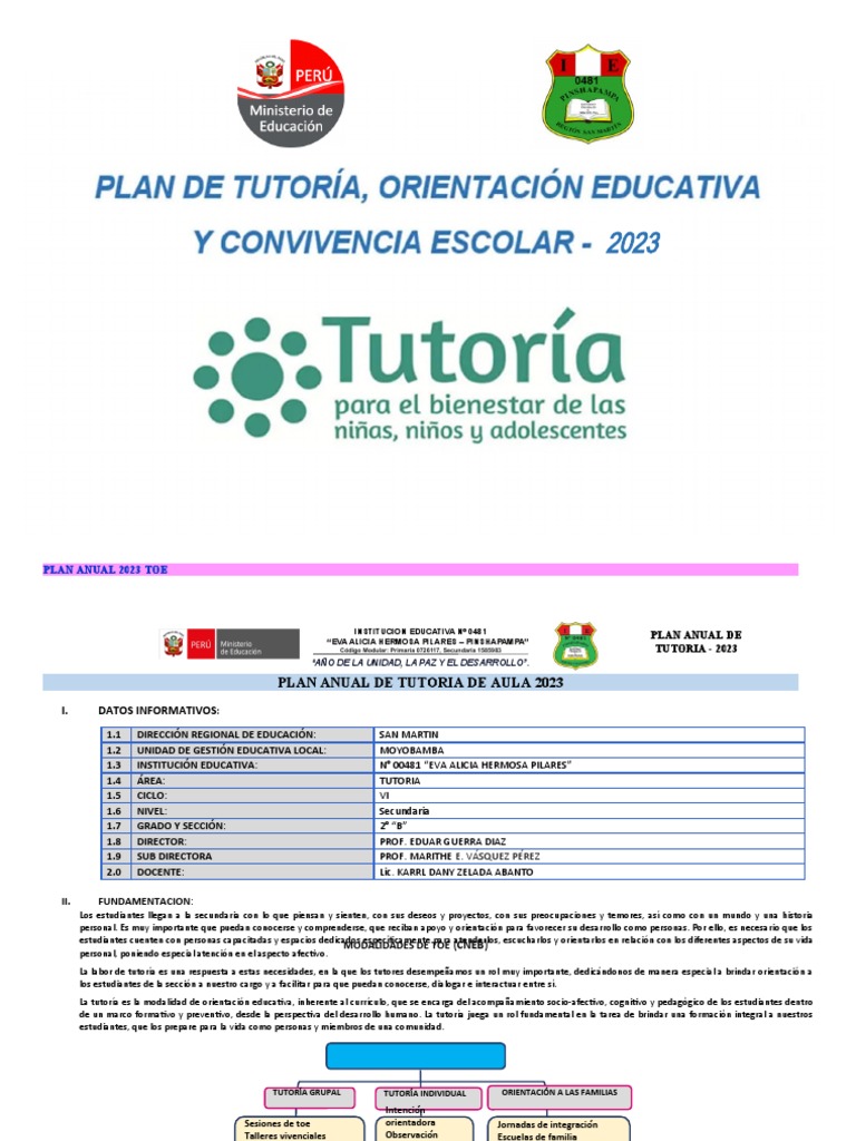 Plan de Tutoría Secundaria 2023 | PDF | Aprendizaje | Las emociones