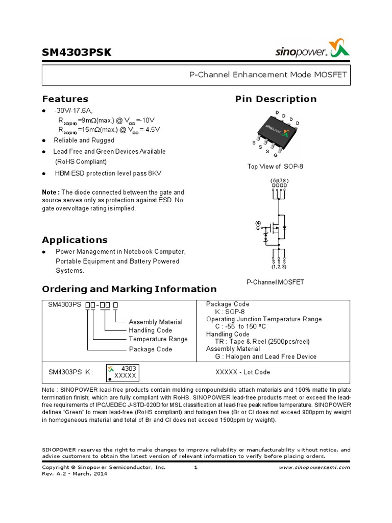 SM 4303 PSK | Download Free PDF | Field Effect Transistor | Diode