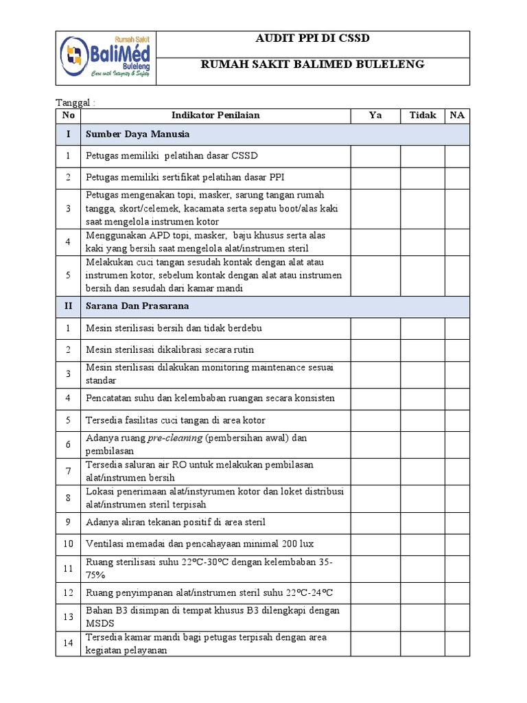 Form audit cssd pdf