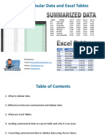 Excel Tables and Tabular Data Analysis