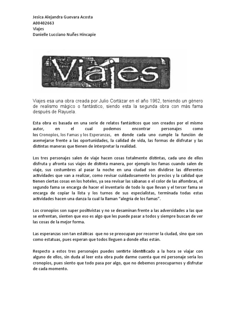 Viajes de Cronopios y Famas en Cortázar | PDF