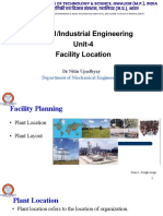 120511/industrial Engineering Unit-4 Facility Location: Department of Mechanical Engineering