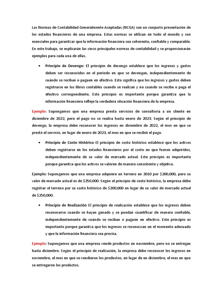 Las Normas de Contabilidad Generalmente Aceptadas PDF Contabilidad Estado financiero
