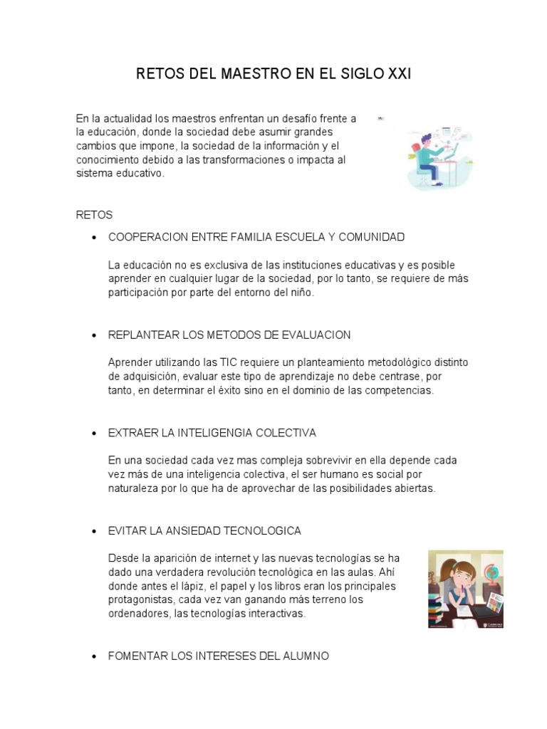 Retos del Maestro en la Educación Actual | PDF | Aprendizaje | Sociedad