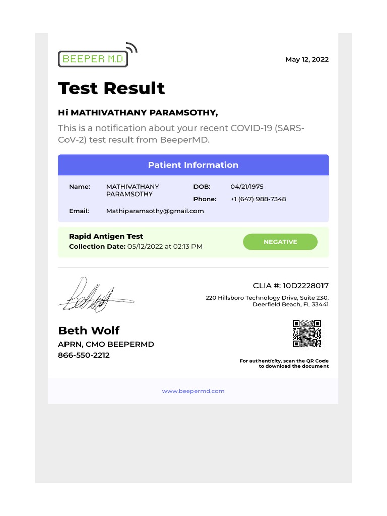 COVID-19 Test Result Notification | PDF