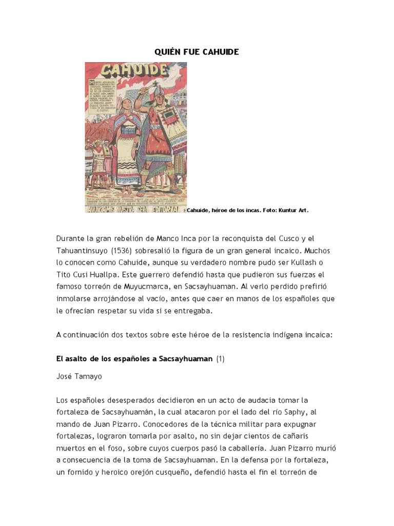 Quién Fue Cahuide | PDF | Imperio Inca | Perú