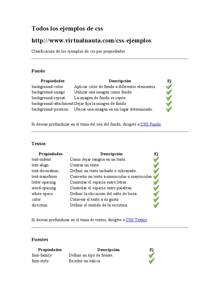 Ejemplos de Propiedades CSS | PDF | Informática