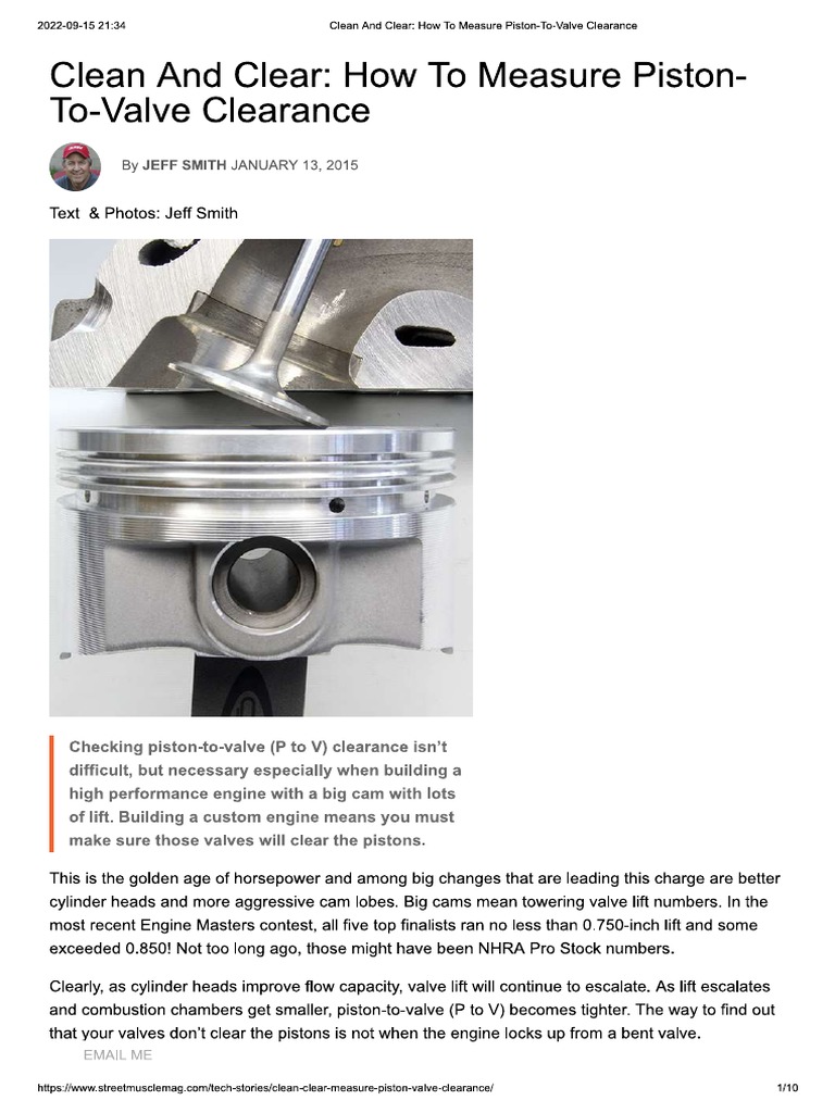 How To Measure PistonToValve Clearance PDF
