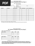 SO Athletics Competition (Track and Field) Entry Form 2017