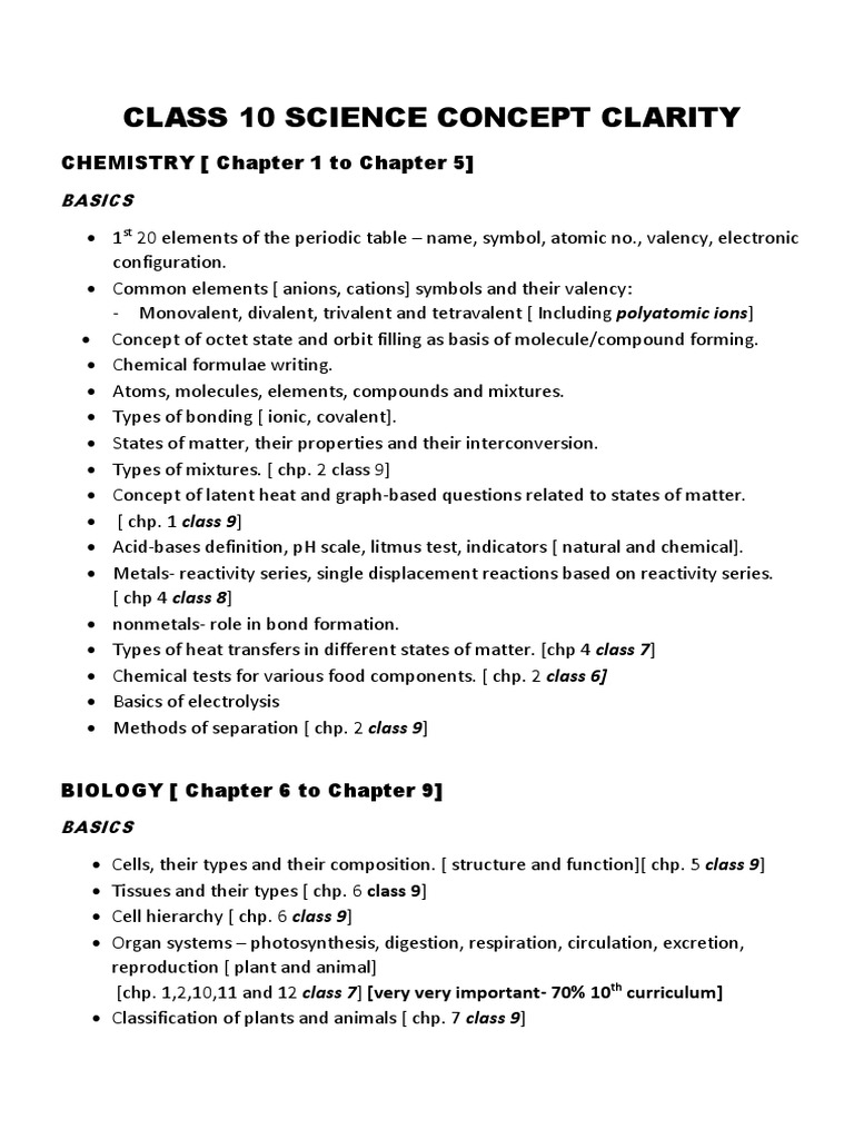 Class 10 Science Concept Overview | PDF