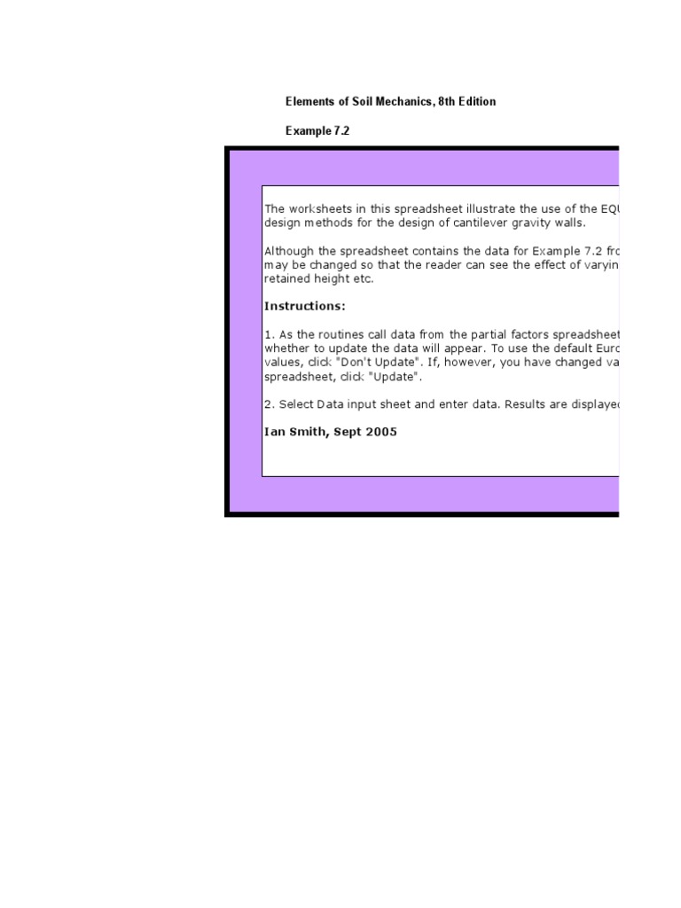 Cantilever Gravity Wall Design Spreadsheet | PDF | Mechanics | Applied ...