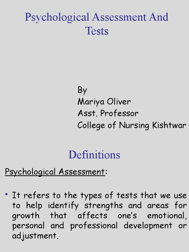 Psychological Assessments and Tests PDF Wechsler Adult Intelligence