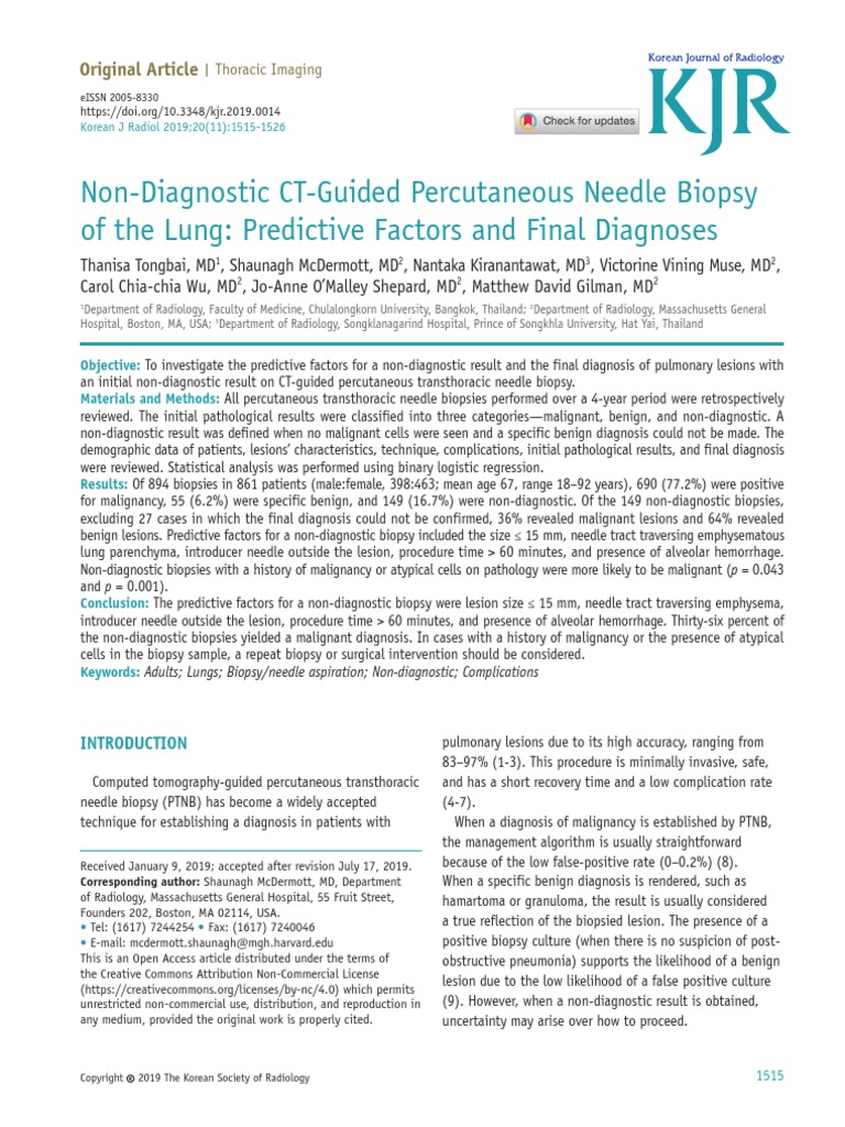 Non-Diagnostic CT-Guided Percutaneous Needle Biopsy | PDF | Biopsy | Cancer