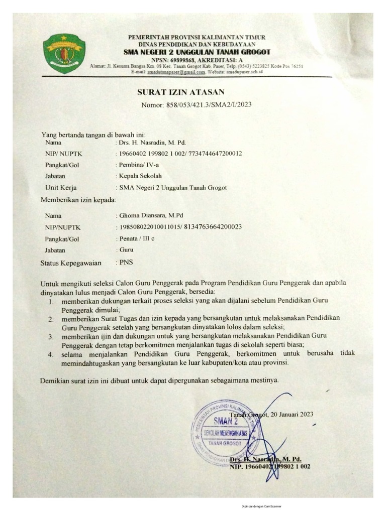 Surat Ijin Atasan | PDF