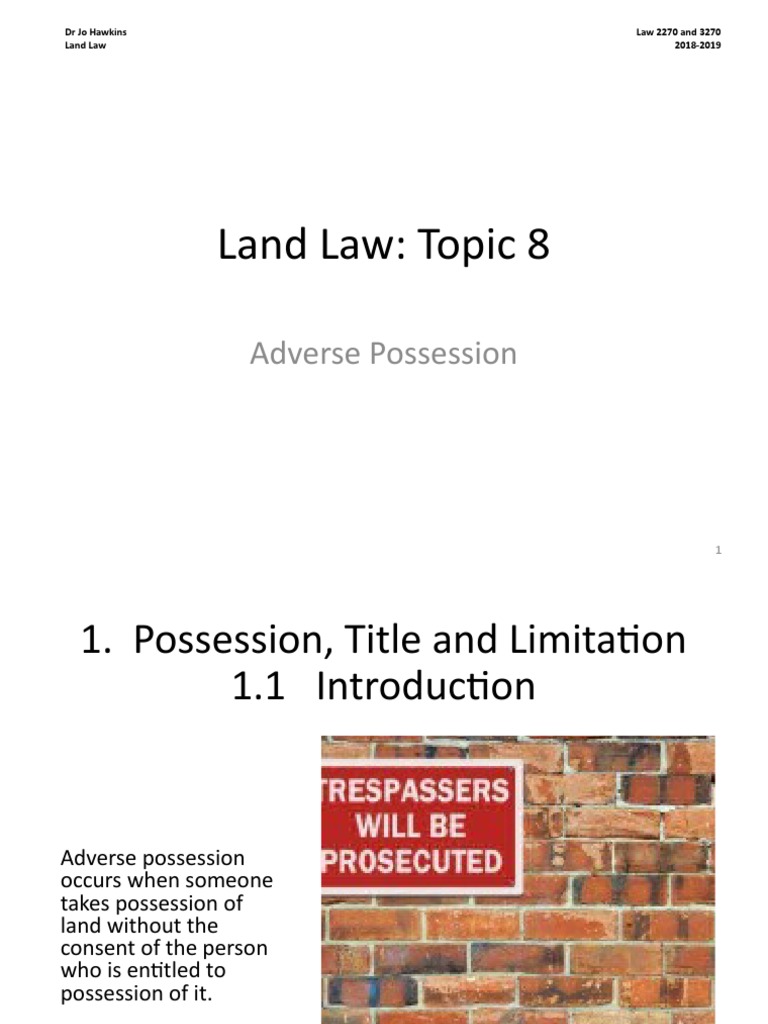 Adverse Possession in Land Law | PDF | Adverse Possession | Government