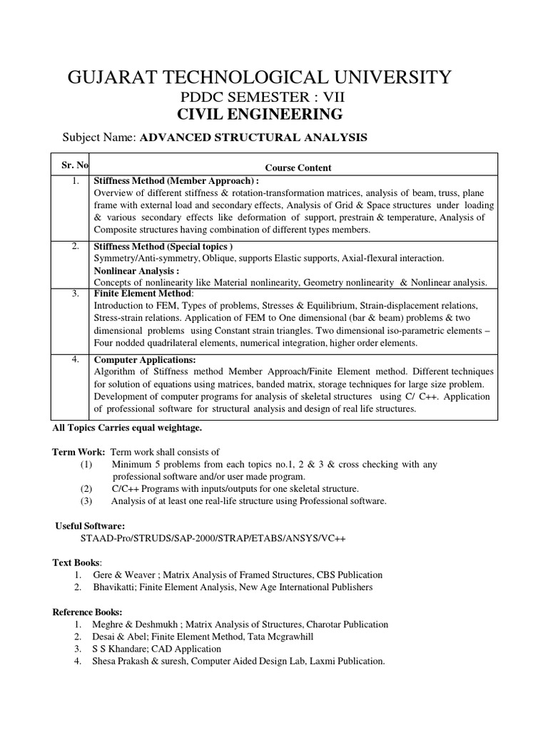 Advanced Structural Analysis | PDF | Finite Element Method | Structural ...