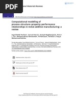 Computational Modelling of Process Structure Property Performance Relationships in Metal Additive Manufacturing A Review